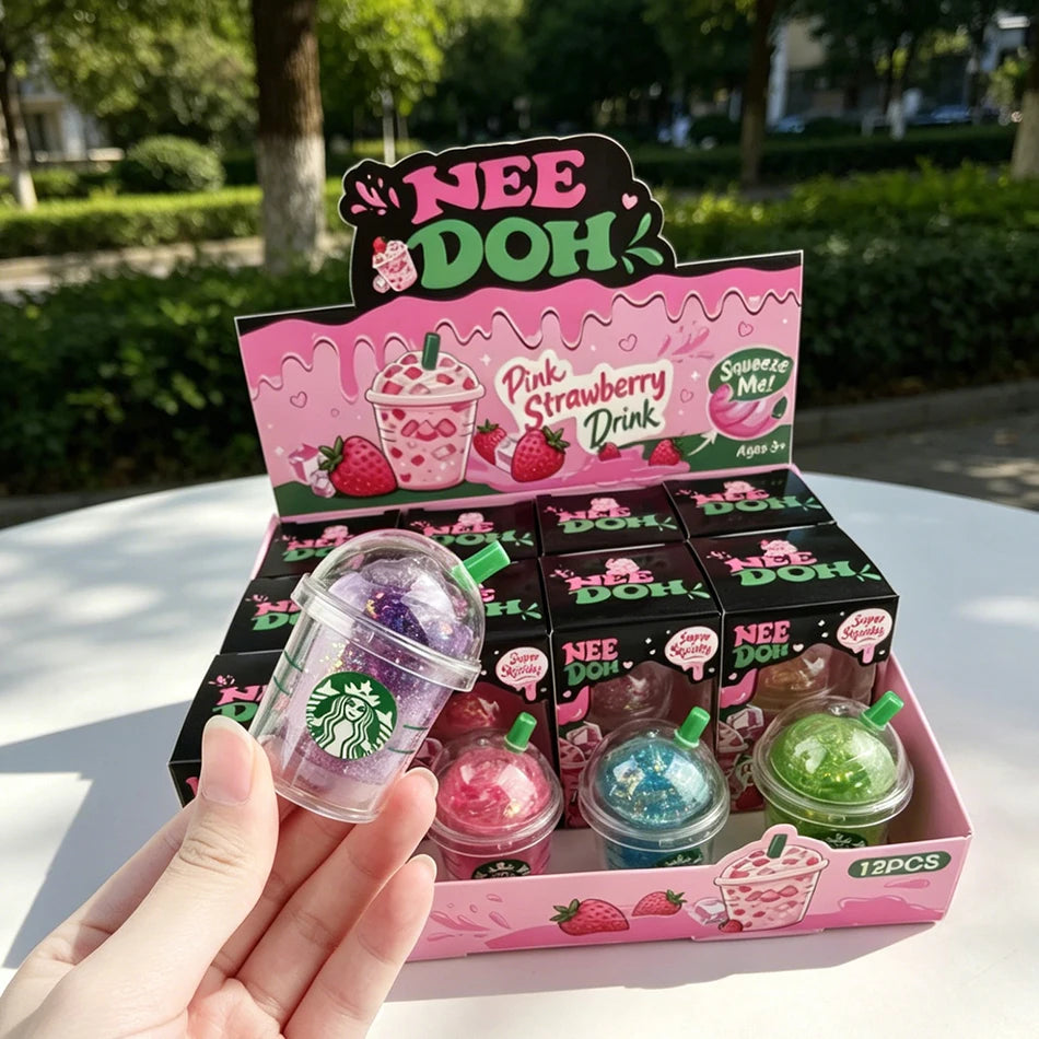 Cute Iced Coffee Cup Squishy Fidget Toy Colorful Squeeze Need Doh Stress Relief Toys Portable Mini Drink Cup Decompression Toy