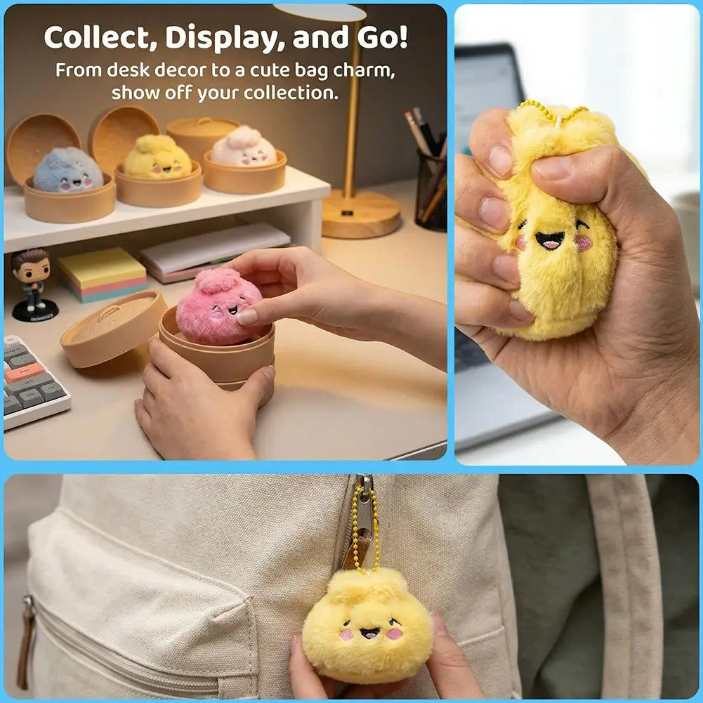 1/12pcs Cute Stuffed Buns Plush Toys Decompression Kneading Music Keychains Toys Blind Boxes Ornaments Gifts Random Color