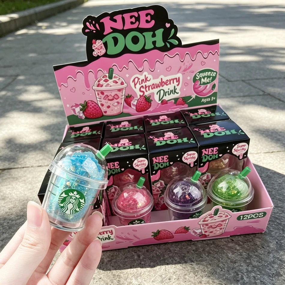 Cute Iced Coffee Cup Squishy Fidget Toy Colorful Squeeze Need Doh Stress Relief Toys Portable Mini Drink Cup Decompression Toy