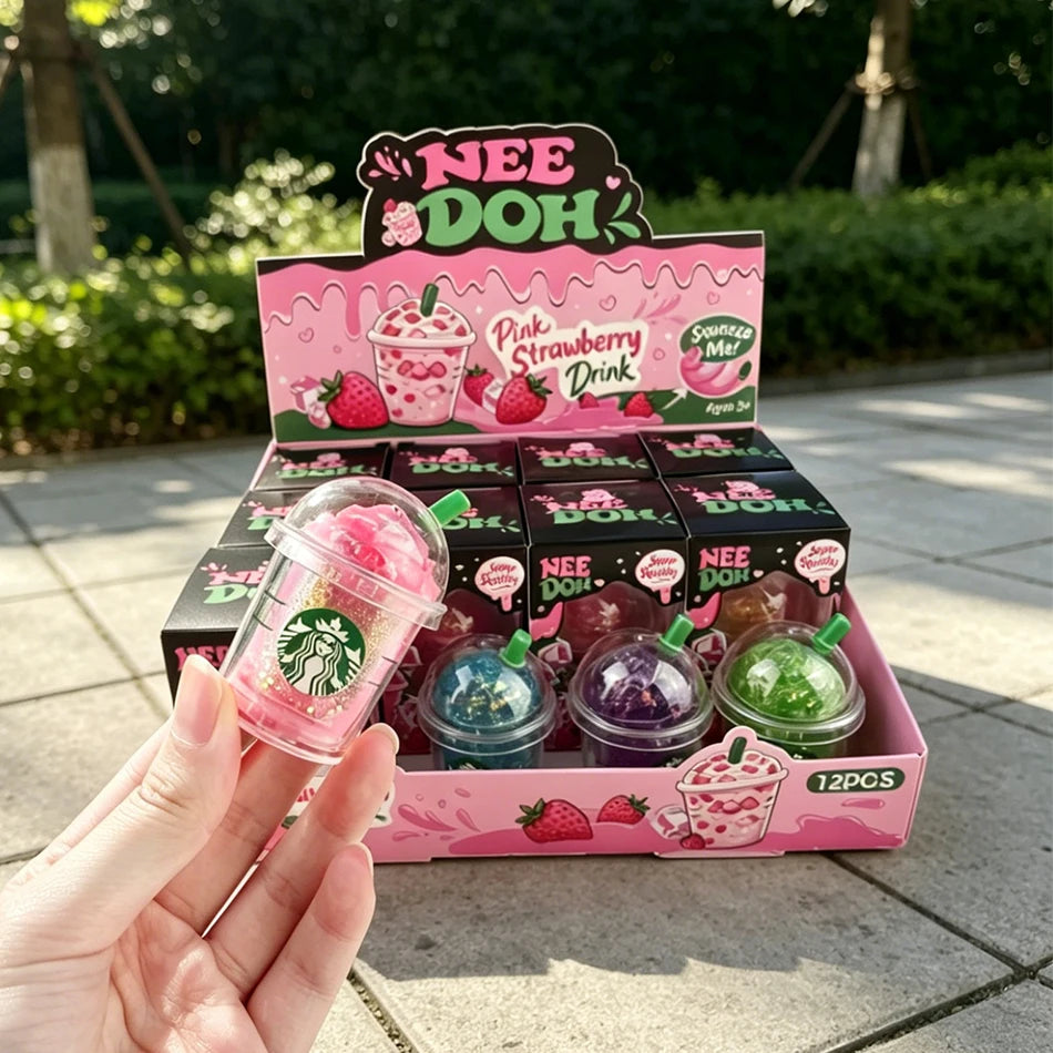 Cute Iced Coffee Cup Squishy Fidget Toy Colorful Squeeze Need Doh Stress Relief Toys Portable Mini Drink Cup Decompression Toy