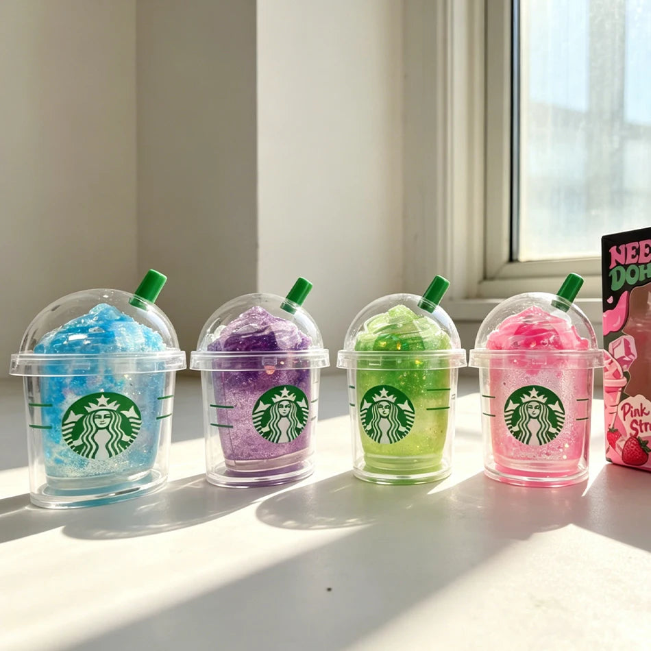Cute Iced Coffee Cup Squishy Fidget Toy Colorful Squeeze Need Doh Stress Relief Toys Portable Mini Drink Cup Decompression Toy